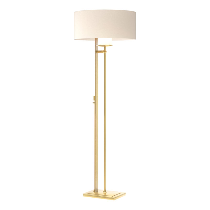 Rook 60" Floor Lamp, Flax, Modern Brass