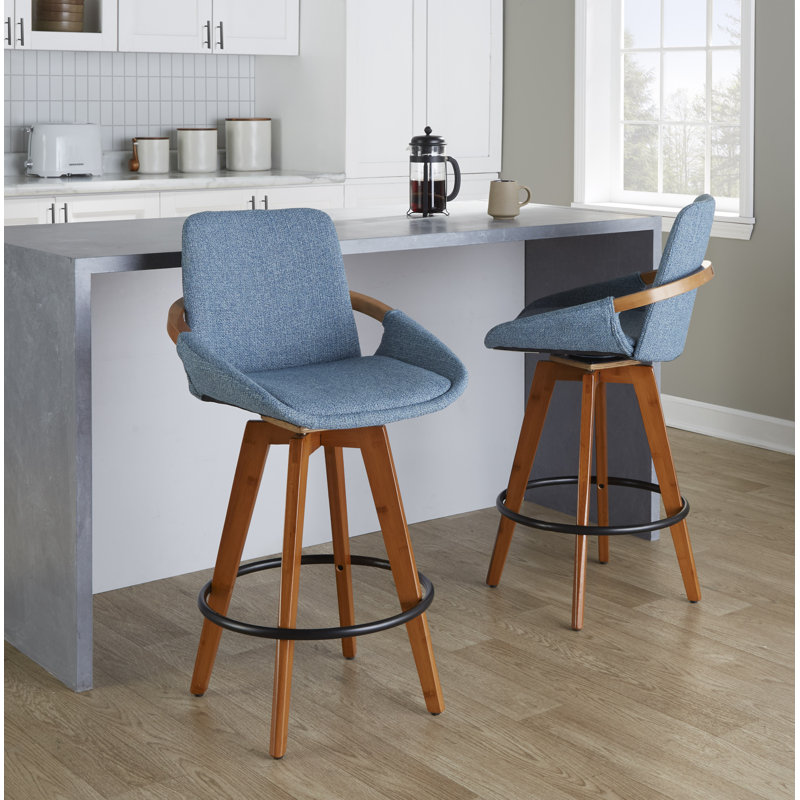Whitacre Fixed-Height Bar & Counter Stool, Blue Noise Tweed, Counter Stool (26" Seat Height)