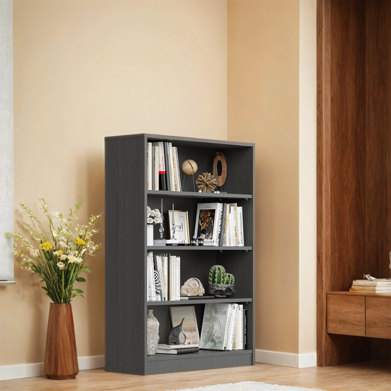 Bibliothèque moderne en bois, idéale pour les chambres à coucher et les bibliothèques de salon, Gris