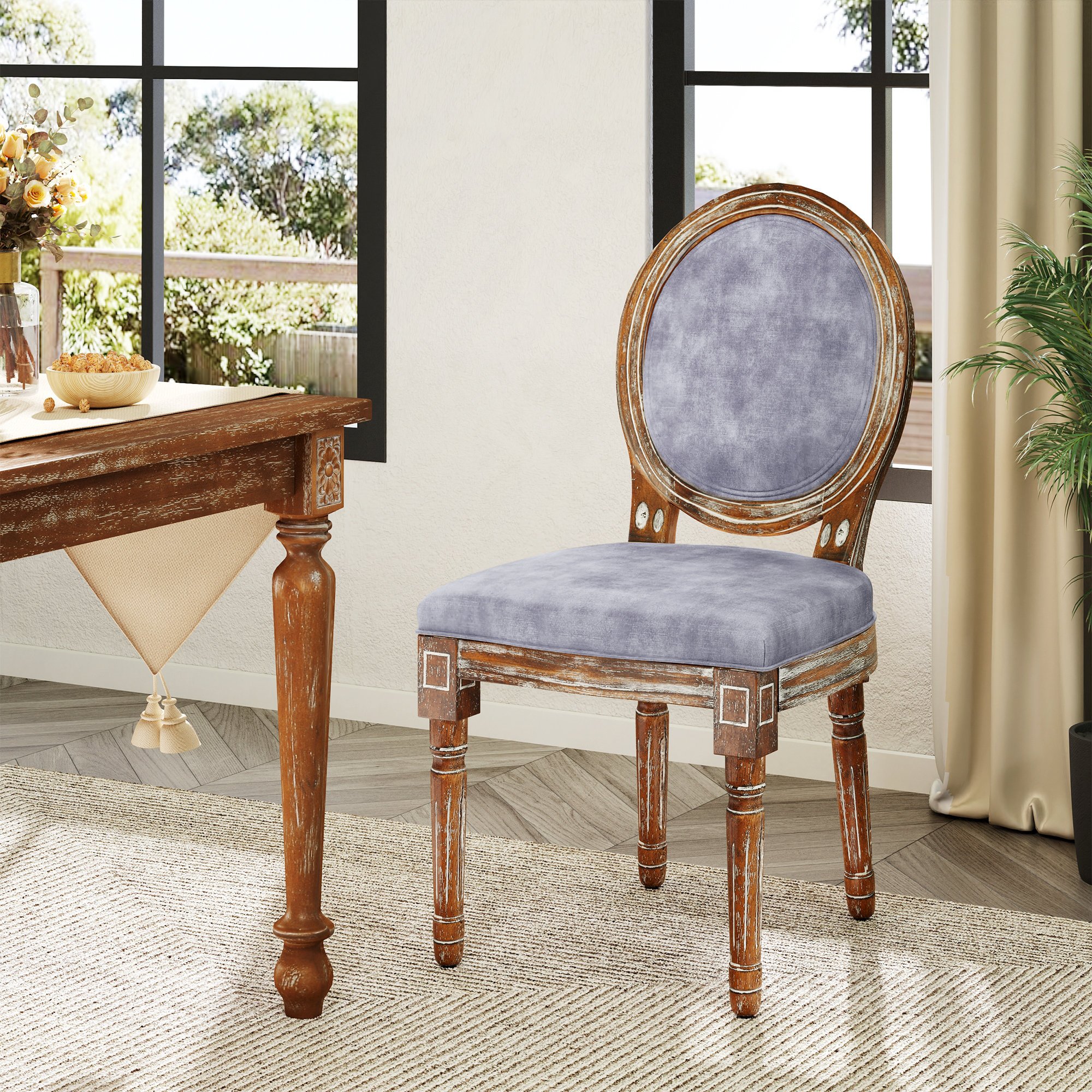 Solid wood best sale upholstered dining chairs