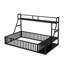 Structure de lit double avec clôture de sécurité, lit en métal avec bureau et tablettes de rangement, maisonnette pour enfants, noir