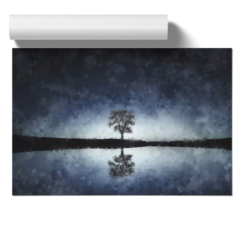 Tree at Dusk Painting - Frameless Print, 30cm H x 42cm W x 0.1cm D