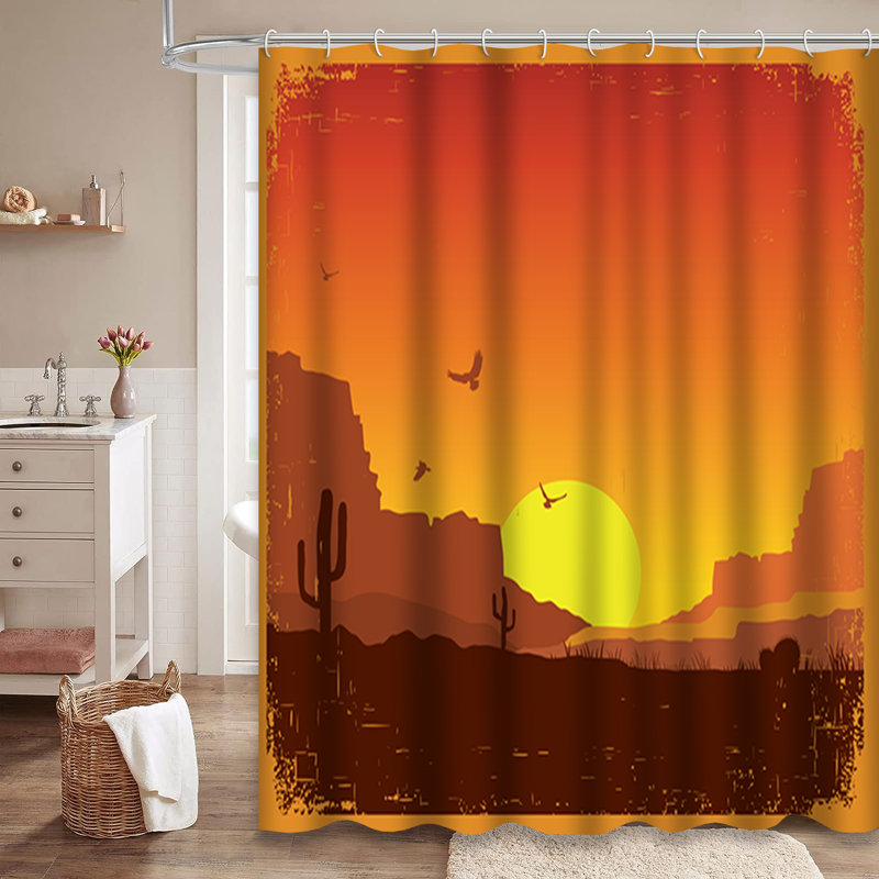 Rideau de douche avec 12 crochets American Wild West Desert Sunset, L 72 po x l 72 po