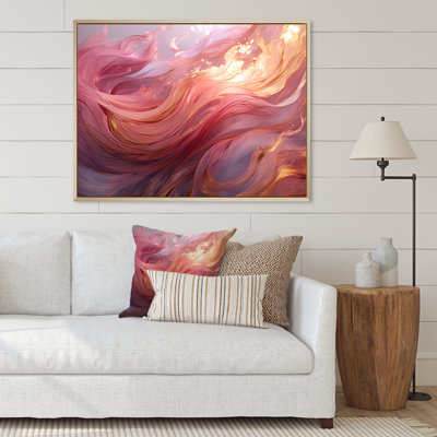 Tender Liquid Vintage Pink Gold Waves I - Abstract Shapes Canvas Art Print