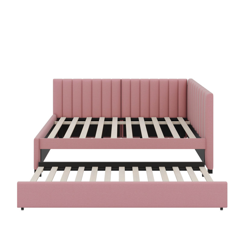 Lit de jour double avec lit gigogne, Rose