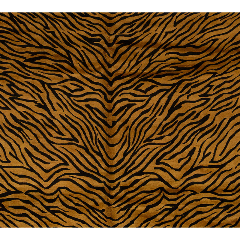 High-Quality Hand-Knotted Camel And Black Area Rug