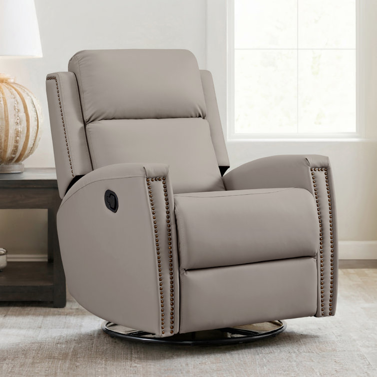 Shamelia 38.2'' W Modern Manual Swivel Glider Recliner with Nailhead Trim