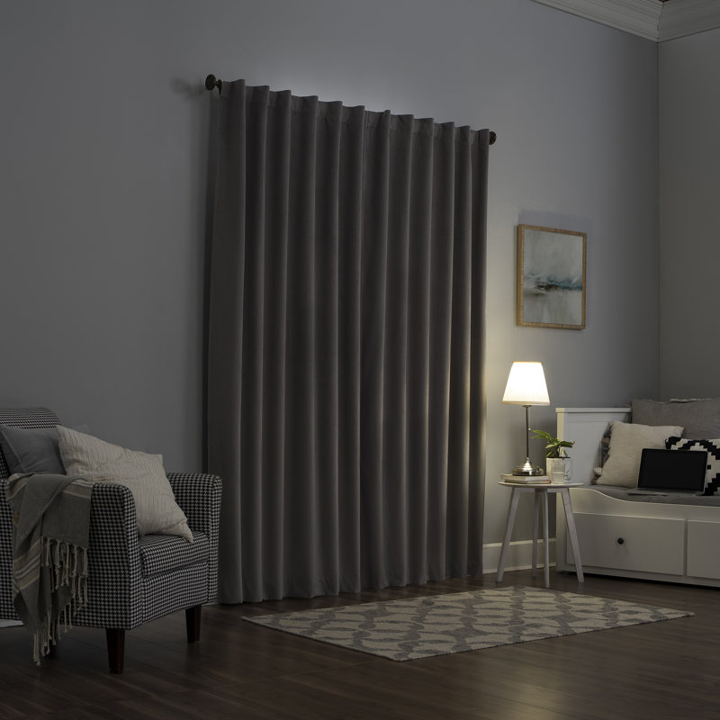 Gray Velvet Blackout Thermal Back Tab Curtain Panel