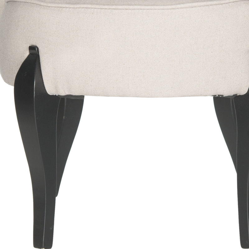 Coumas Solid Wood Accent Stool, Taupe Linen