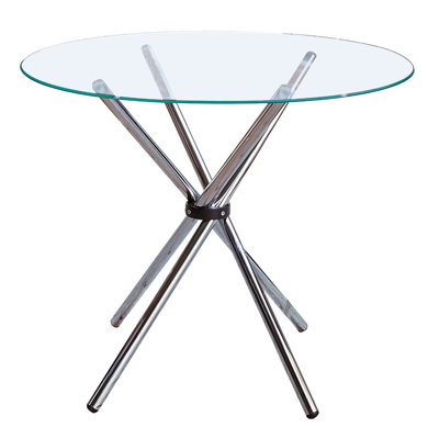 Round Glass Top Metal Base Dining Table