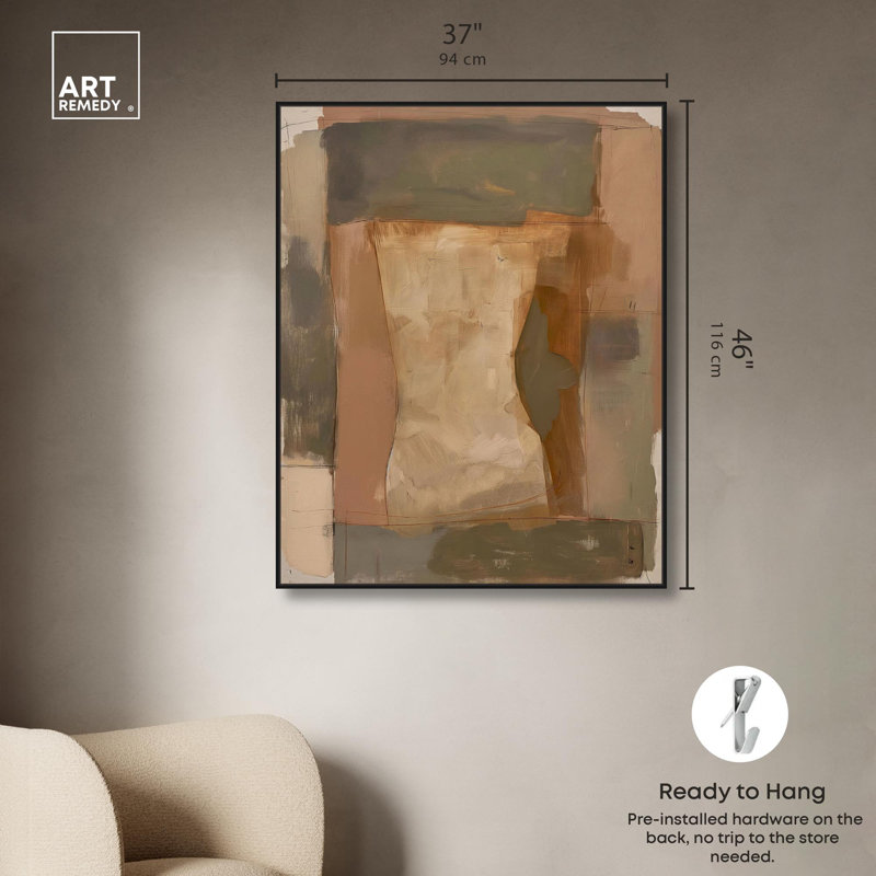 «Baked Earth Canvas Modern Boho» par Art Remedy, H 46 po x l 37 po, Cadre flottant noir