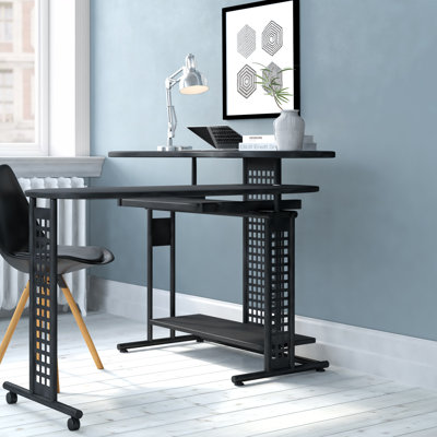 Corvena L-Shaped Metal Base Computer Desk