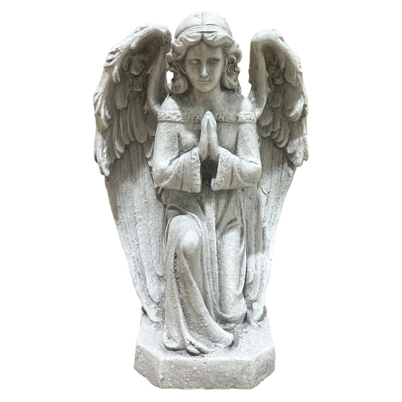 Statue de jardin ange priant agenouillé en oxyde de magnésium, sculpture rétro résistante aux intempéries pour l'extérieur