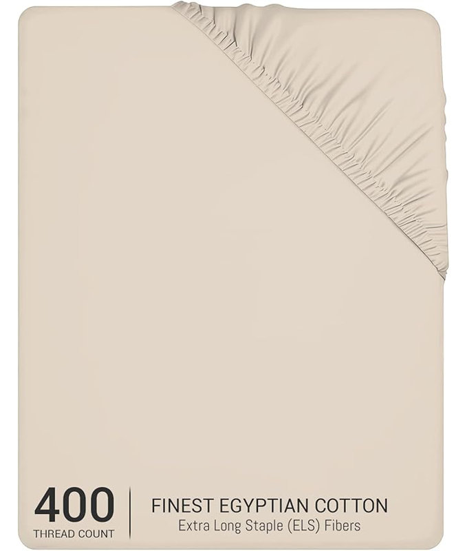 100% Egyptian Cotton Extra Deep Fitted Sheet 35cm – Hotel Collection, Soft Touch, Breathable & Long-Lasting Elastic