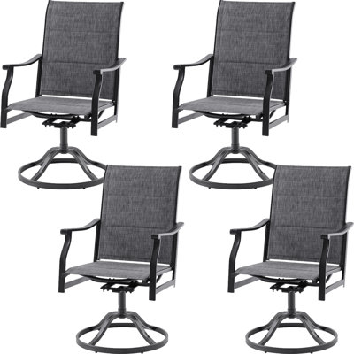 UPgraded High Back Swivel Patio Dining Armchair by Lark Manor