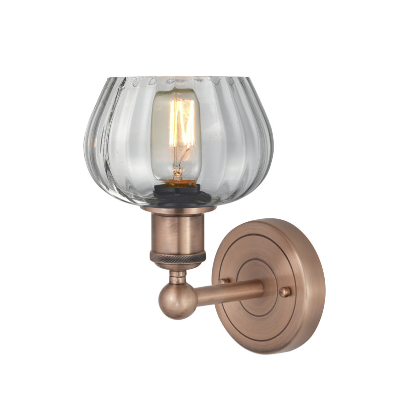 Canute Armed Sconce, Clear, Antique Copper