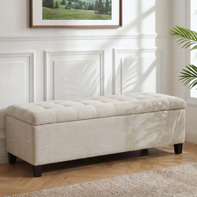 Banc rembourré avec repose-pieds avec siège rabattable, banc d'entrée 51 "ou repose-pieds