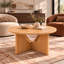 Table basse ronde 32,3 po, table basse Mid-Century, frêne, pieds en bois massif uniques