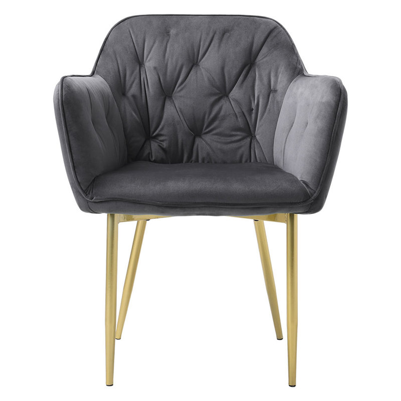 Actaeon 47cm H Tufted Velvet Upholstered Armchair, Grey