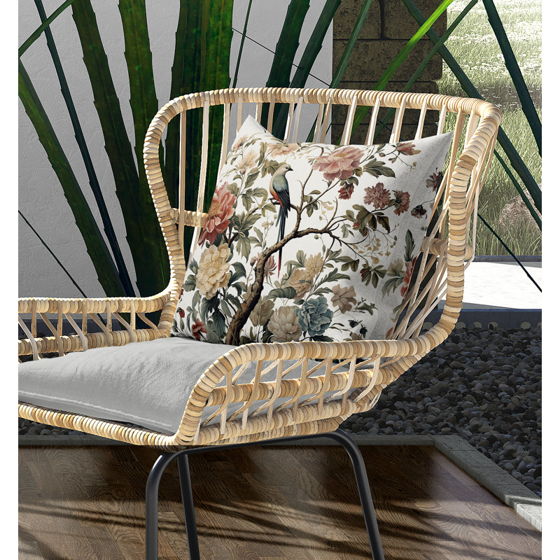 Oreiller Bloom Bower Bliss avec housse amovible, Blanc / Vert / Rose, H 20 po x l 20 po