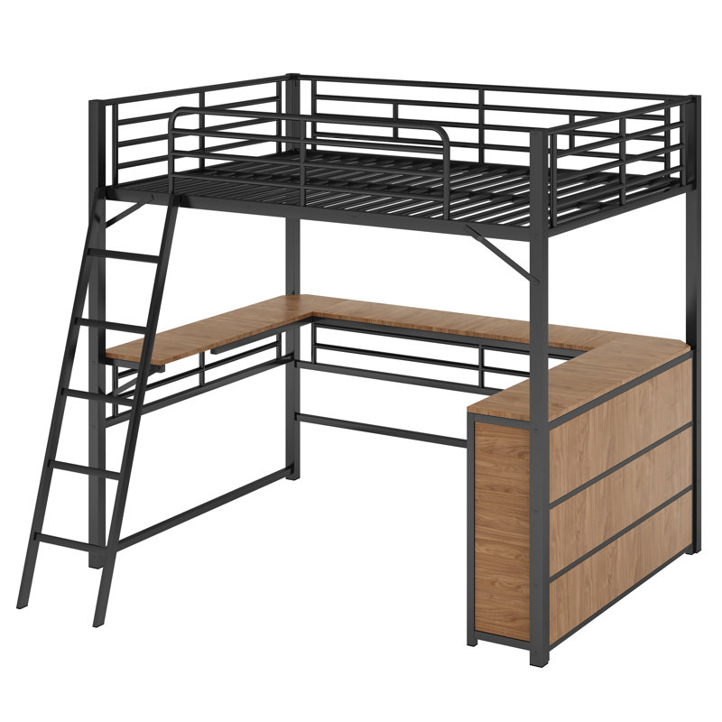 Almonzo Kids Full Loft Bed, Black