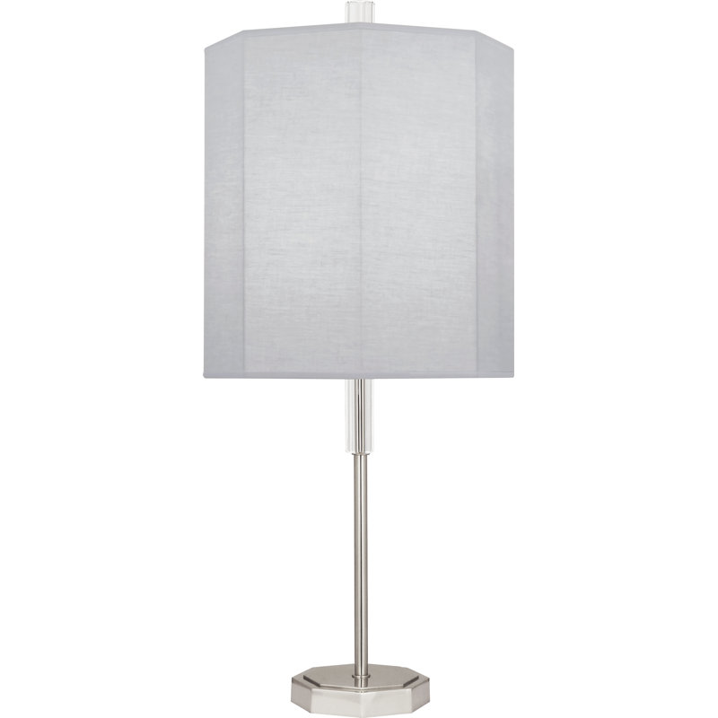 Kate 32.5'' Chrome Metal Table Lamp with Pearl Gray Shade