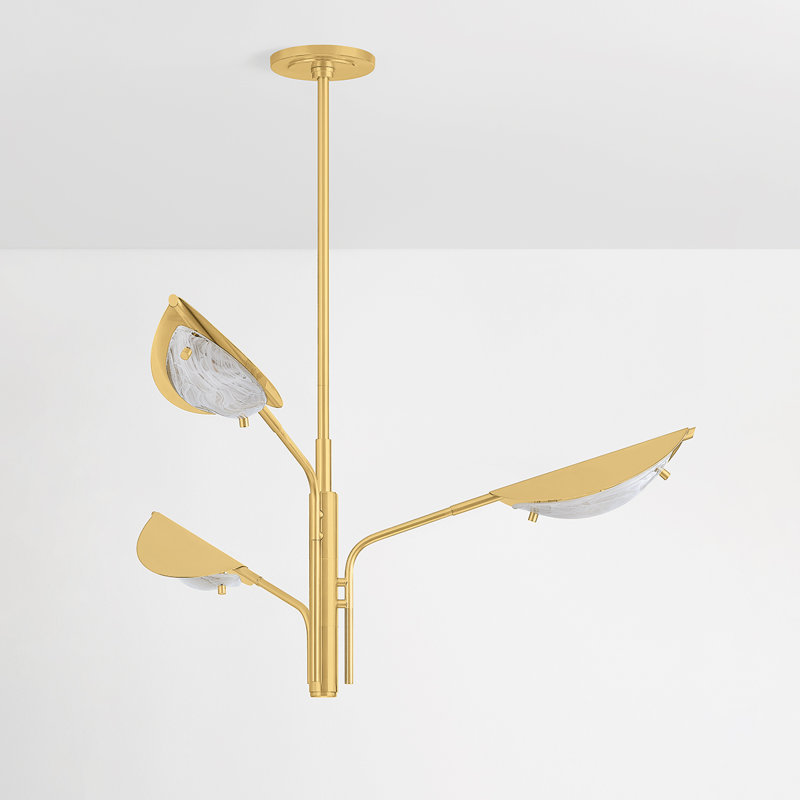 Levin Chandelier in Aged Brass, 18.5" H x 40" W x 40" D, 3 Lights