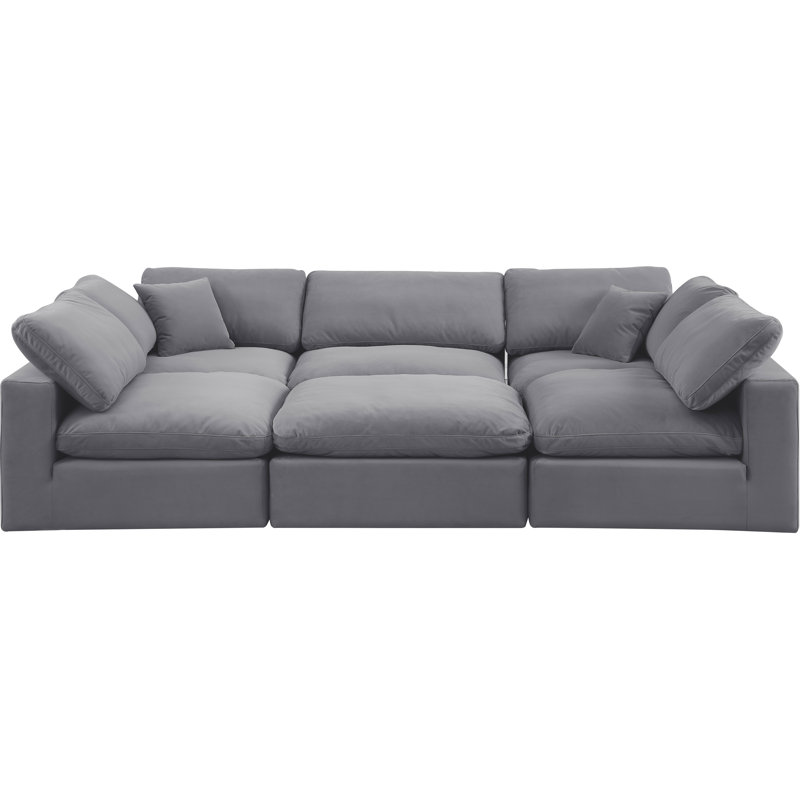 Hocroft Velvet U-Shaped Sectional Reversible, Grey Velvet