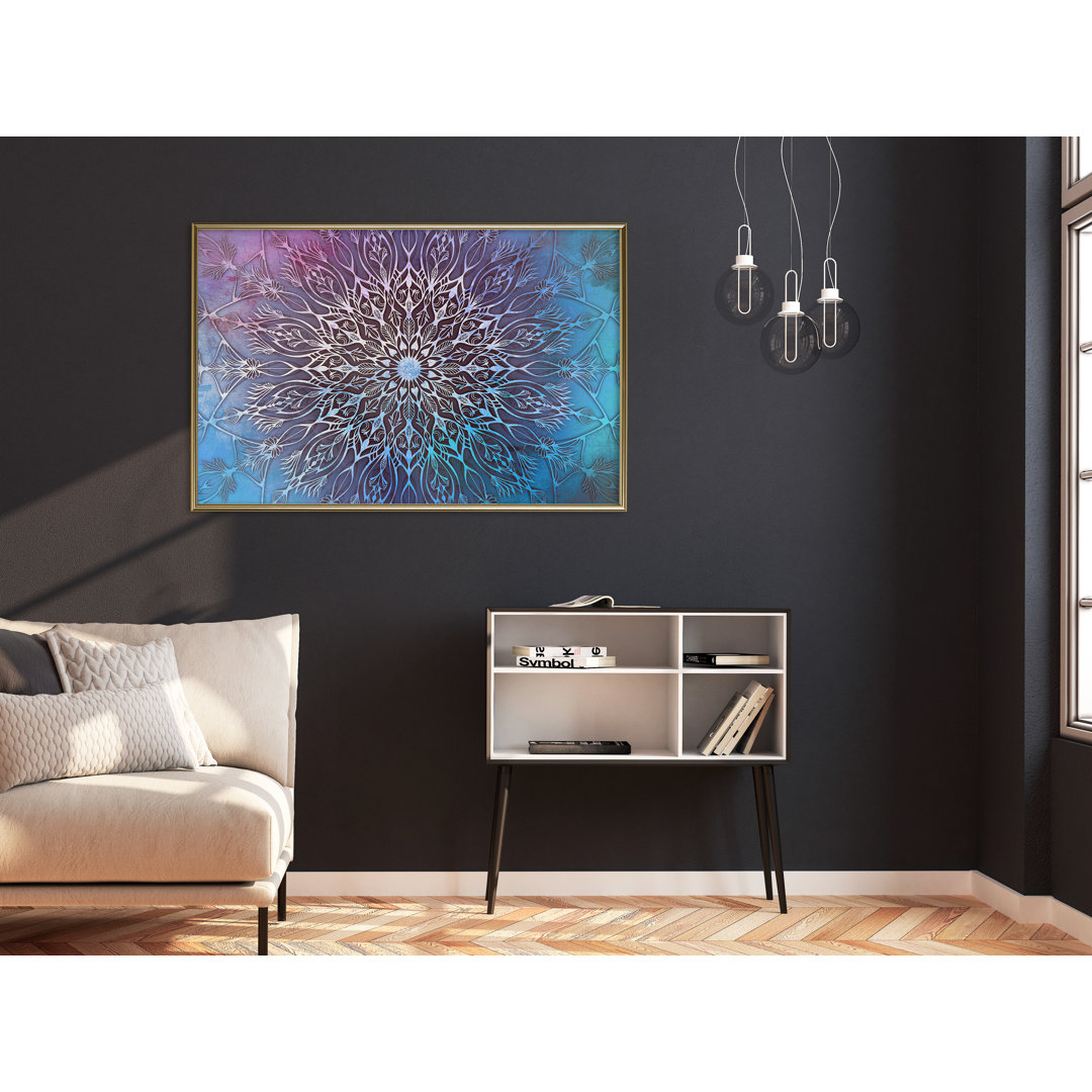 Gerahmter Grafikdruck Blue and Pink Mandala