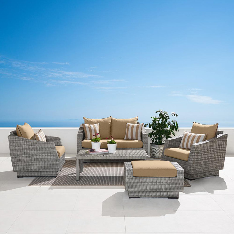 Fionnula 4 - Person Patio Conversation Set with Cushions, Canvas Heather Beige Sunbrella® Canvas