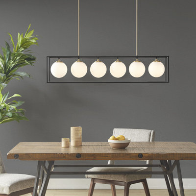 Lustre linéaire en verre givré 6 lumières Helena