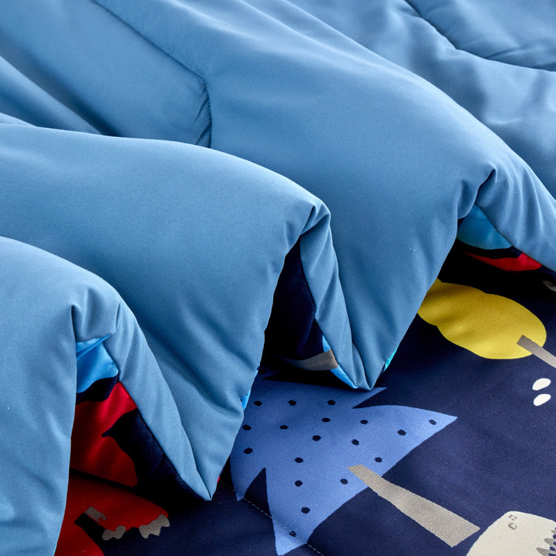 Ensemble de literie pour enfants Space Rocket, Bleu terre de dinosaure, Lit simple