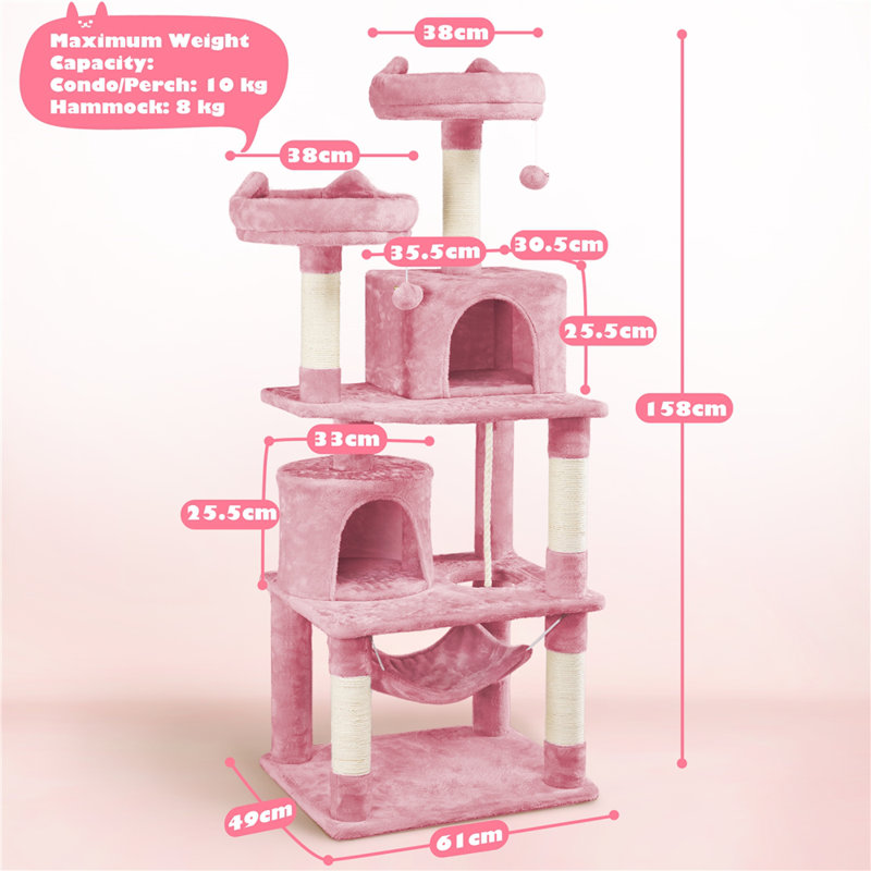 158cm H Multi Level Cat Tree, Pink