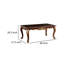 Table basse Saili, sculptures dorées, cabriole 48 po, bois brun tabac