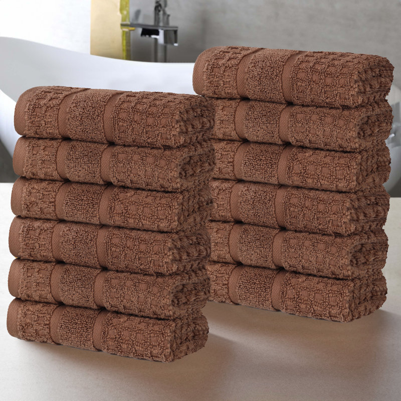 Serviette / gant de toilette Camiren 100% coton gaufré uni, Chocolat