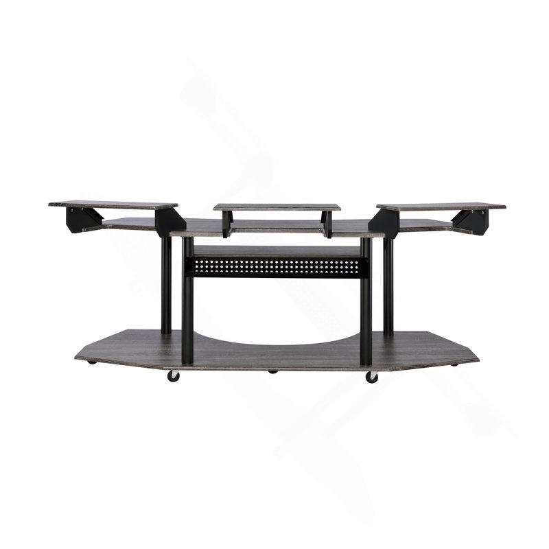 83" Black Oak Finish Music Recording Studio Desk, Gray
