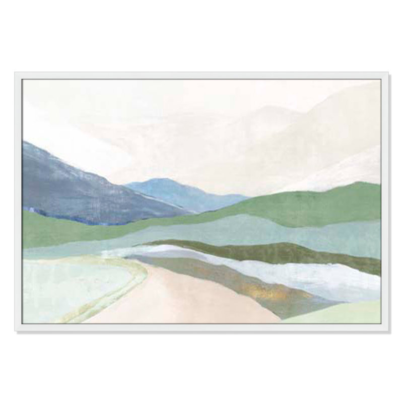 «Far and Away Land Far Away Land I» par Eva Wats - Art encadré en entier, H 29,5 po x l 41,5 po x P 1,25 po, Blanc
