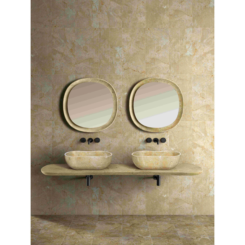 Natural Marble Bathroom Vessel Sink, Beige