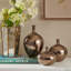 Ensemble de 3 vases décoratifs en céramique miroir couleur bronze