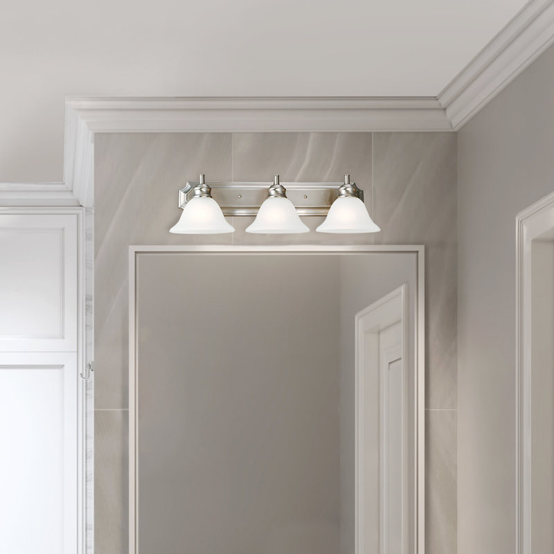Éclairage de salle de bain à intensité variable 3 lumières Faysal, Nickel satiné, Albâtre
