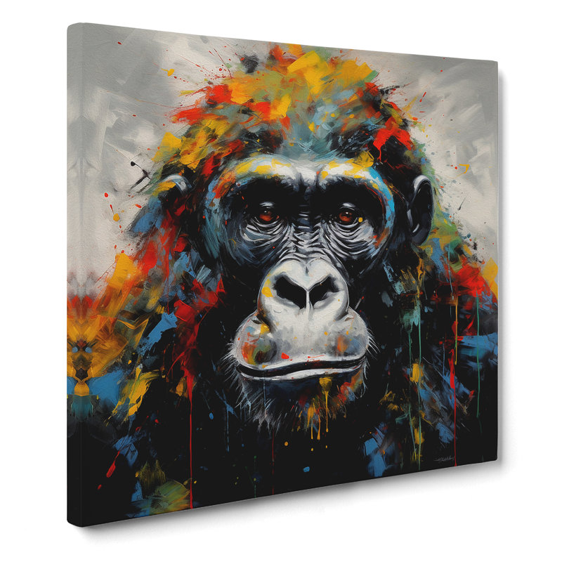 Gorilla Expressionism No.3 - Wrapped Canvas, 35cm H x 35cm W x 3cm D