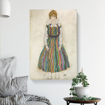Portrait Of Edith by Egon Schiele - Wrapped Canvas Painting