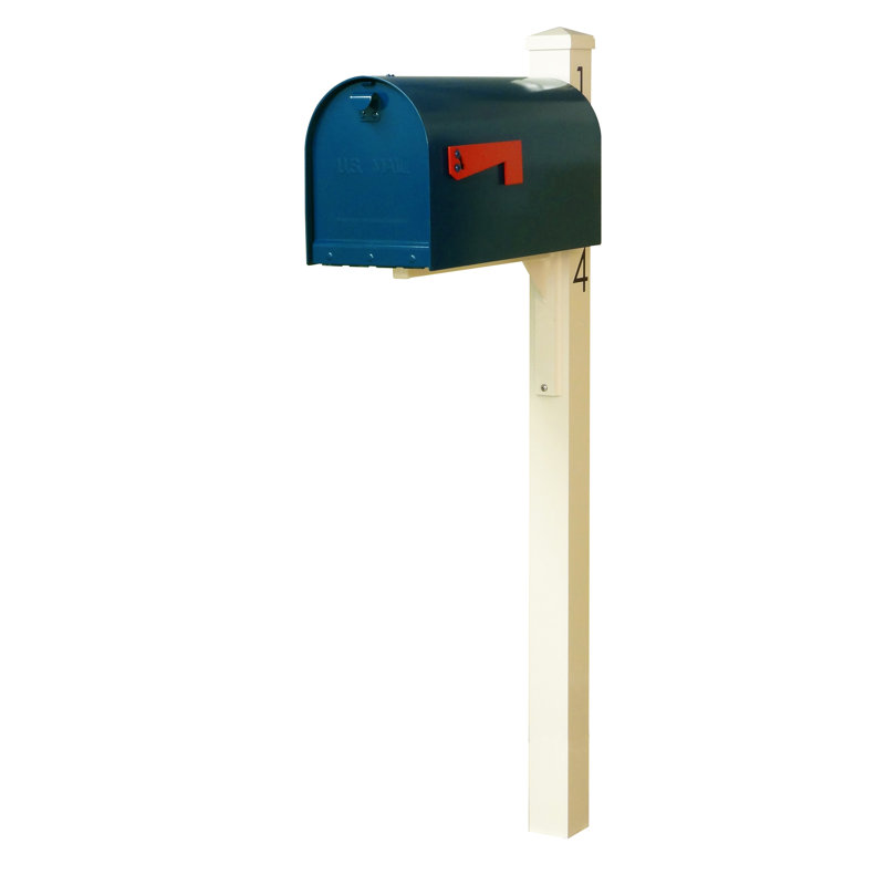 Rigby Curbside Post Mounted Mailbox, Blue