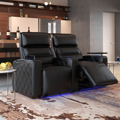 Upholstered Home Theater Seating with Cup Holder