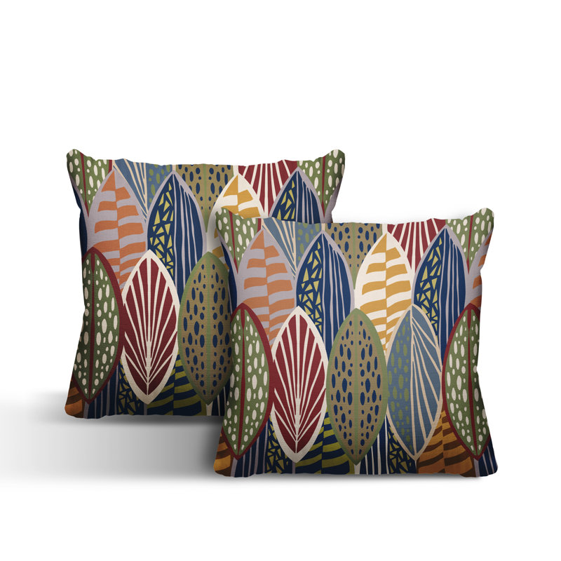 Abstract Outdoor Reversible Throw Pillow, Blue, 15W" x 15H"