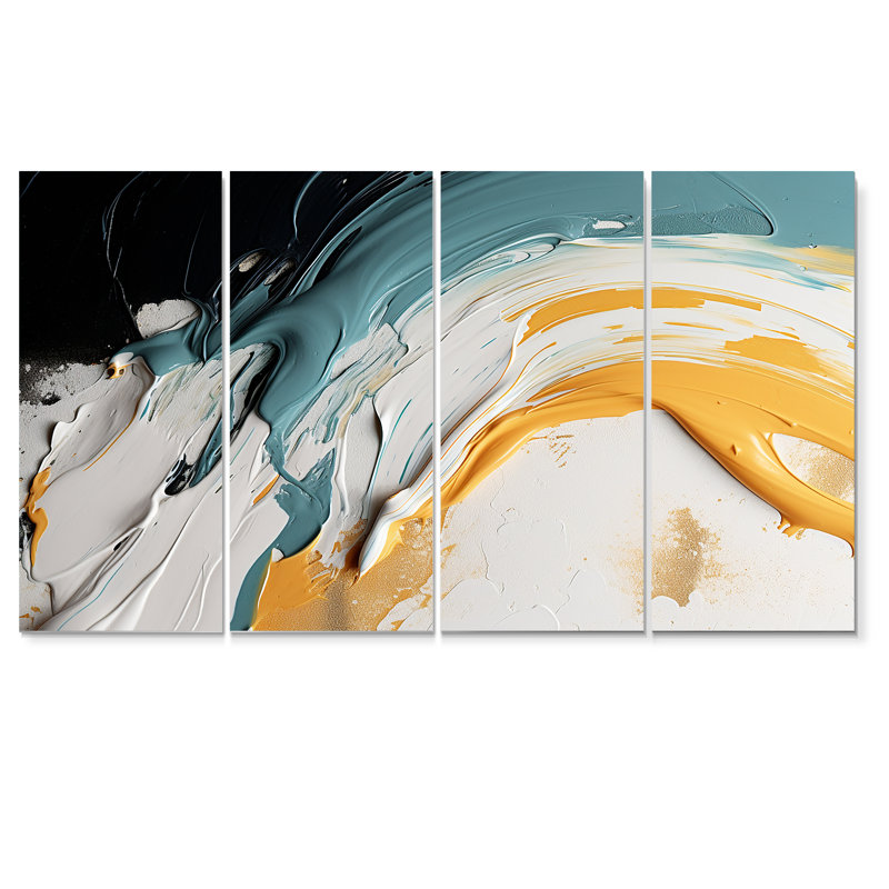 Wawona - art mural vagues 4 pièces, H 32 po x l 64 po