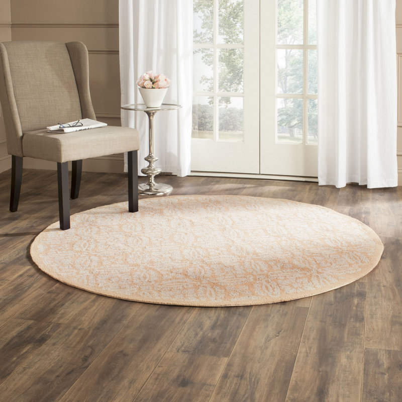 Tapis géométrique en laine crocheté à la main Baytown, Rond 5 pi 6 po