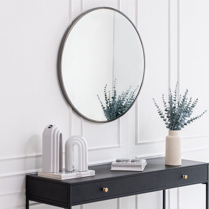 Miroir mural rond noir de 30 po Nelson, Noir