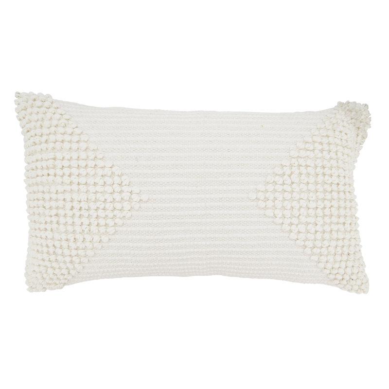 Housse de coussin en coton Zandra Collection, H 14 po x l 22 po, Rectangulaire, Ivoire