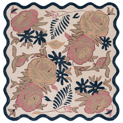 Laine touffetée à la main Jardin; Tapis d'intérieur floral en coton